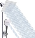 NearMoon Shower Head with Hose, High Pressure Stainless Steel Rain Shower and 3 Settings Handheld Spray Combo with Push Button Flow Control (8 Inch Showerhead Set, Chrome Finish)