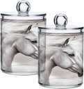 Acrylic Plastic Clear Jar with Lid, Oil White Horse Hair Airtight Storage Jar 2 Pack Kitchen Storage Containers for Cookie Snack Candy