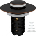 iFealClear Upgraded 4-in-1 Bathroom Sink Drain Strainer, Universal Pop Up Sink Stopper with 2-Layer Detachable Hair Catcher Filter Basket, Drain Stopper Fit 1.1"-2.36" US Basin, Oil Rubbed Bronze
