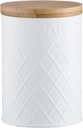 Typhoon Living Embossed Storage Canister, Stainless-Steel, White Sugar Jar, 11.5 x 11.5 x 16 cm