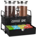 Glass Coffee Container with Shelf, 2x47oz Sugar Coffee Canister for Ground, Coffee Bean Storage Jar with Coffee Scoop for Kitchen Coffee Bar Decor and Accessories -Black