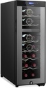Nutrichef 18 Bottle Wine Fridge | Dual Zone Wine Chiller | Adjustable Temperature 41°F to 64°F | Ultra Quiet Operation | Wine Cooler For Home, & Office | Free Standing 32x11x26 IN (Black)