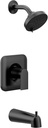 Moen Genta LX Matte Black Pressure Balancing Modern Shower Set with Showerhead Lever Handle, and Tub Spout, Posi-Temp Valve Required, T2473EPBL