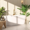 61" Freestanding Bathtubs, Acrylic Soaking Tubs for Adult, Integrated Overflow and Drain, cUPC Certified, Glossy White