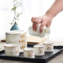 Set da 6 pezzi per Sake, Set di bicchieri da vino in Bone China con pentola scaldavivande e scatole Regalo, Design con Motivo bambù dorato, per Set da Sake tradizionale Dipinto a Mano Freddo