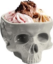 Halloween Skull Bowl for Eating - Food Safe Skeleton Head Pasta Bowl, Portable Ceramic Candy Server & Punch Dispenser Retro Gothic Tabletop Ornament Gothic Kitchen Accessories (300ML)