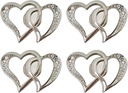 Mizhang Heart Shaped Knob 4 Pcs Creative Heart Shaped Arrow with Rhinestone Cabinet Pulls Drawer Wardrobe Closet Dresser Cupboard Home Hardware Furniture Decoration Handle (Silver)