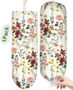 Plastic Bag Holder, Grocery Bag Organizer - 1 Pack Cute Kitchen Dispenser Holders Reusable Shopping Western Hanging Wall with Adjustment Drawstring Closure for Women Home, Floral