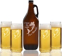 "Drink Like A Fish I'm A Mermaid" Beer Amber Growler & Can Glasses, Set of 5