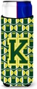 Letter K Football Green and Yellow Ultra Beverage Insulators for slim cans