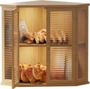 Corner bread box Bread Box for Kitchen Countertop - Corner Bread Storage Box 16.5" H, Premium Pine Wood with Glass Door, Perfect for Homemade Bread, Baguettes & Pastries (Natural wood)