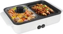 Gdrasuya10 Hot Pot with Grill, 110V 1200W Multifunction 2 in 1 Electric Hot Pot with Frying Pan, Nonstick Griddle and Hot Pot Smokeless Korean BBQ Grill with Hotpot for Indoor Outdoor Party, White