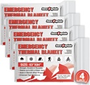 SecuCaptain Survival Emergency Thermal Blankets: Extra Large 84” x63” Space Mylar Blanket Kit for Outdoor Cold Winter Camping Hiking Car Bug Out Bag or First Aid - 4 Pack