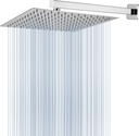 Voolan All Metal Shower Head with Extension Arm, Stainless Steel Waterfall Rainfall Showerheads, High Flow Bathroom Square Rain Shower Head (12’’ Shower Head with 16’’ Shower Arm, Chrome)