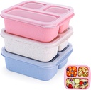 Bento Box [Portion Size], 3 Pack Snack Containers with 3 Compartments for Meal Prep & On-the-Go [School, Travel], Lunchable Container Reusable and BPA-Free