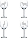 MIP Set of 4 Wine Glass Goblet Frenchie French Bulldog Collection (10 oz)