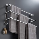 Towel Bars Hanger Freely Retractable 20-30 Inche Stainless Steel 304 Bath Rack Strong 3M Adhesive Bathroom Wall Free mounting Hole-Installing washroom Kitchen Space Saving 3 Bars