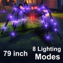 8 Modes 6.6 FT Halloween Giant Spider,Light up Spider with 36 Purple Lights,Light up Halloween Decorations Outside,for Yard Haunted House Window Party Porch Indoor Outside Decor