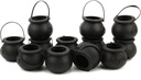 LOMIMOS 12pcs Halloween Day Mini Black Cauldron,Multi-purposed Plastic Candy Holder with Handle for Decoration Party Favors