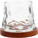 GLEAVI Rotating Whiskey Glasses Rotation Wooden Base Unbreakable Iced Tea Glasses Drinking Cups