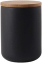 MilkyWay Food Storage Jar Strong Ceramic Storage Canisters with Airtight Seal Bamboo Lid Modern Design Seal Damp-Proof Kitchen Jar for Coffee, Tea, Spice and More (Black(M: 27oz/800ml))