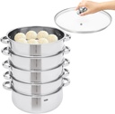 5 Tier Food Steamers for Cooking, Steamer Pot Steaming Cookware with Transparent Lid, Stainless Steel Steamer Pot for Veggies Seafood Noodles