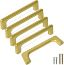 5 Pack Cabinet Handles - Modern Gold Cabinet Hardware Drawer Pulls, Kitchen Cabinet Handles, Drawer Pulls for Bedroom and Bathroom Cupboards and Cabinets (Hole Center 5.03inch/128mm)