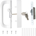 Patio Sliding Door Handle with Key,Replacement Handle Lock Set, Fits Door Thickness 1" to 1-3/4"，3-15/16” Hole Spacing –Suitable for Balcony, Terrace, Kitchen and Bathroom partitions etc.