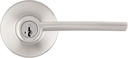 Kwikset Ladera Entry Door Handle with Lock and Key, Secure Keyed Reversible Lever Exterior, For Front Entrance and Bedrooms, Satin Nickel, Pick Resistant Smartkey Rekey Security and Microban