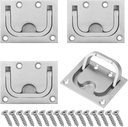 4 PCS 3 x 2.24 Inch 304 Stainless Steel Hatch Pull Flush Lift Boat Ring Hatches Pull Handle for Cabinet, Boat Hatch Latch, Drawer & More(Screws Included)