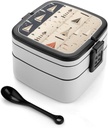 Bento Box Stackable 2 Layers Containers Adult Lunch Box Boat And Lighthouse Lunchbox for Women Men All-in-One Meal Prep Containers Leakproof Lunch Containers for Work