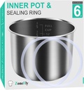 Inner Pot for Instant Pot 6 Qt, with 2-Pack 100% Silicone Sealing Ring Replacement Pot for InstaPot Cooking Pot Stainless Steel (Equivalent to IP-POT-SS304-60) Nonstick Pot 6Qt Liner