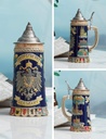 HAUCOZE Beer Stein Mug German Coats of Arms Drinking Viking Tankard with Petwer Lid for Birthday Gifts Men Father Husband 0.6 Liter