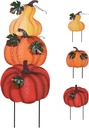 hogardeck Outdoor Fall Decorations for Home, 34" Decorative Garden Stakes with 3 Stacked Pumpkins for Fall Decor, Metal Yard Signs for Garden Home Lawn Patio Thanksgiving Decorations