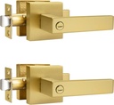 Probrico Gold Privacy Door Handle Lockset Heavy Duty Interior Door Lever for Bedroom Reversible Keyless Handleset Door Knob 2 Pack