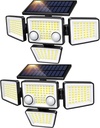 Solar Outdoor Lights - 3000LM 188 LED Motion Sensor Outdoor Lights, 4 Heads Security Light,IP65 Waterproof, Easy Install,270°Wide Angle Flood Wall Light with 3 Modes for Backyard Yard (2 Pack)