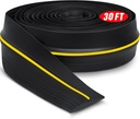 Pangda 30 ft Universal Garage Door Bottom Threshold Seal Strip Weather Stripping Replacement Rubber Waterproof DIY Weatherproof Garage Door Threshold Seal Strip, Not Include Sealant, Black