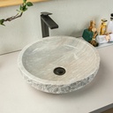 Hand chiseled stone sink - Medium 16 inch round style tray - Crafted from 100% natural marble - Unique personalized textured color bathroom sink - Hand carved craftsmanship - sinks for bathrooms