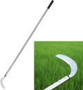 Weeding Sickle, Steel Grass Sickle with Serrated Double-Edged Blade, Telescoping Grass Whip, Stand up Weeding Grass Sickle, Lightweight Sickle Garden Tool Long Handle for Garden, Yard