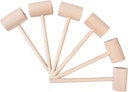6Pcs Wooden Hammers, Natural Hardwood Crab Lobster Seafood Mallets
