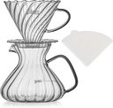 Bincoo Pour Over Coffee Maker Set,650ML Borosilicate Glass Carafe with Coffee Driper&50pcs Paper Filter,Glass Coffee Maker for Home Café Restaurant(Transparent)