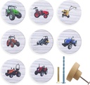 8 Pack Wooden Farm Tractor Themed Cabinet Drawer Knobs 1-4/5inch Unique Cute Round Furniture Dresser Drawer Handles and Pulls