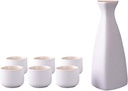 Sake Set Sake Pot Set Traditional Sake Cup Hand Painted Design Porcelain Pottery Ceramic Crafts Wine Glasses Sake Cups 7 Piece, White, Triangle