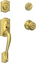 SCHLAGE Camelot Single Cylinder Handleset and Georgian Knob, Satin Brass (F60 CAM 608 GEO)