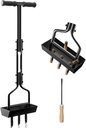 Manual Lawn Aerator Tool with Storage Tray for Soil Core Yard Tools Lawn Care with 3 Tines & Clean Tool Lawn Plug Aerator for Compacted Soil Garden Yard Lawn Care, 37.6"