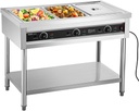 VEVOR 3-Pan Commercial Food Warmer, Electric Steam Table with Independent Temperature Control, 450W x 3 Stainless Steel Buffet Catering Food Warmer with Undershelf, for Restaurant Party