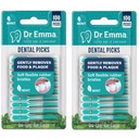Dr. Emma Dental Picks Mint Brush Picks 100Ct/Pack, 2 Packs (200Ct)