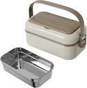Bento Box Adult Lunch Box, 2-Layer All-in-One Bento Box with Cutlery Food Container, Removable and Dishwasher Safe, Suitable for Camping, Work, etc.