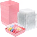 OUNONA 50 Pcs Cake Boxes Mini Cupcake Containers Plastic Cake Containers Lids Treat Boxes for Desserts Baked Goods