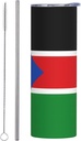 20ozFlag of South Sudan stainless steel straw lid cup, double-layer stainless steel, can be drunk directly or with a straw